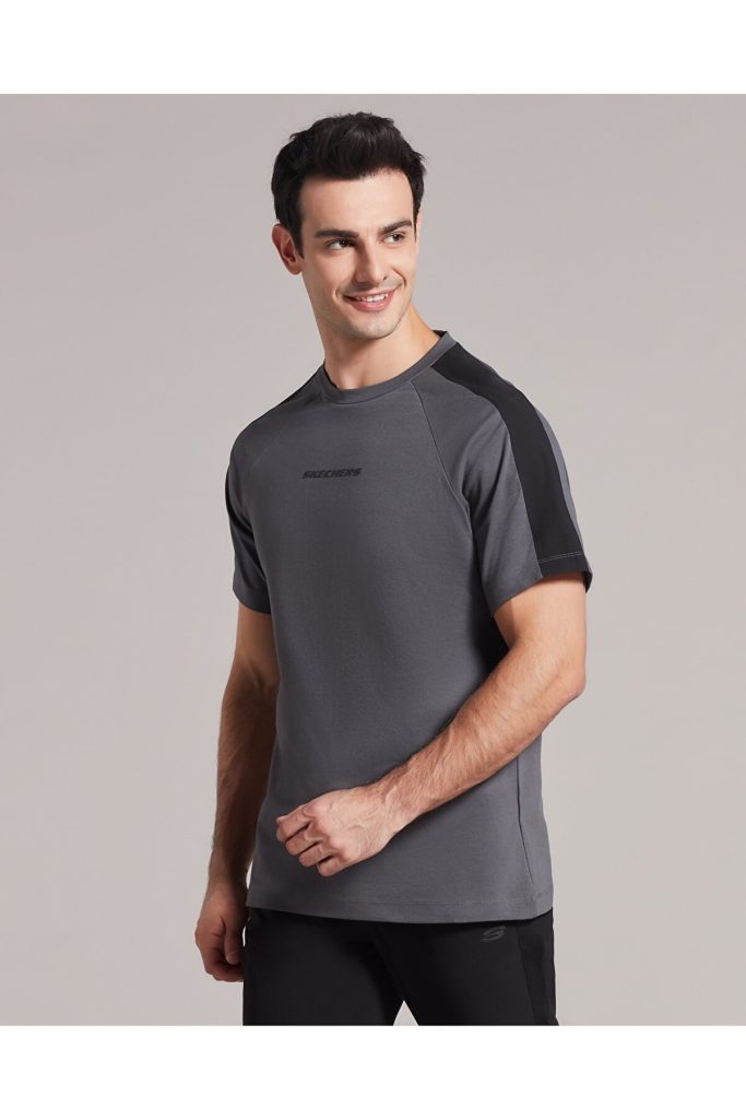 تیشرت یقه خدمه Graphic Tee Crew Neck مردانه خاکستری اسکچرز Skechers بوفه