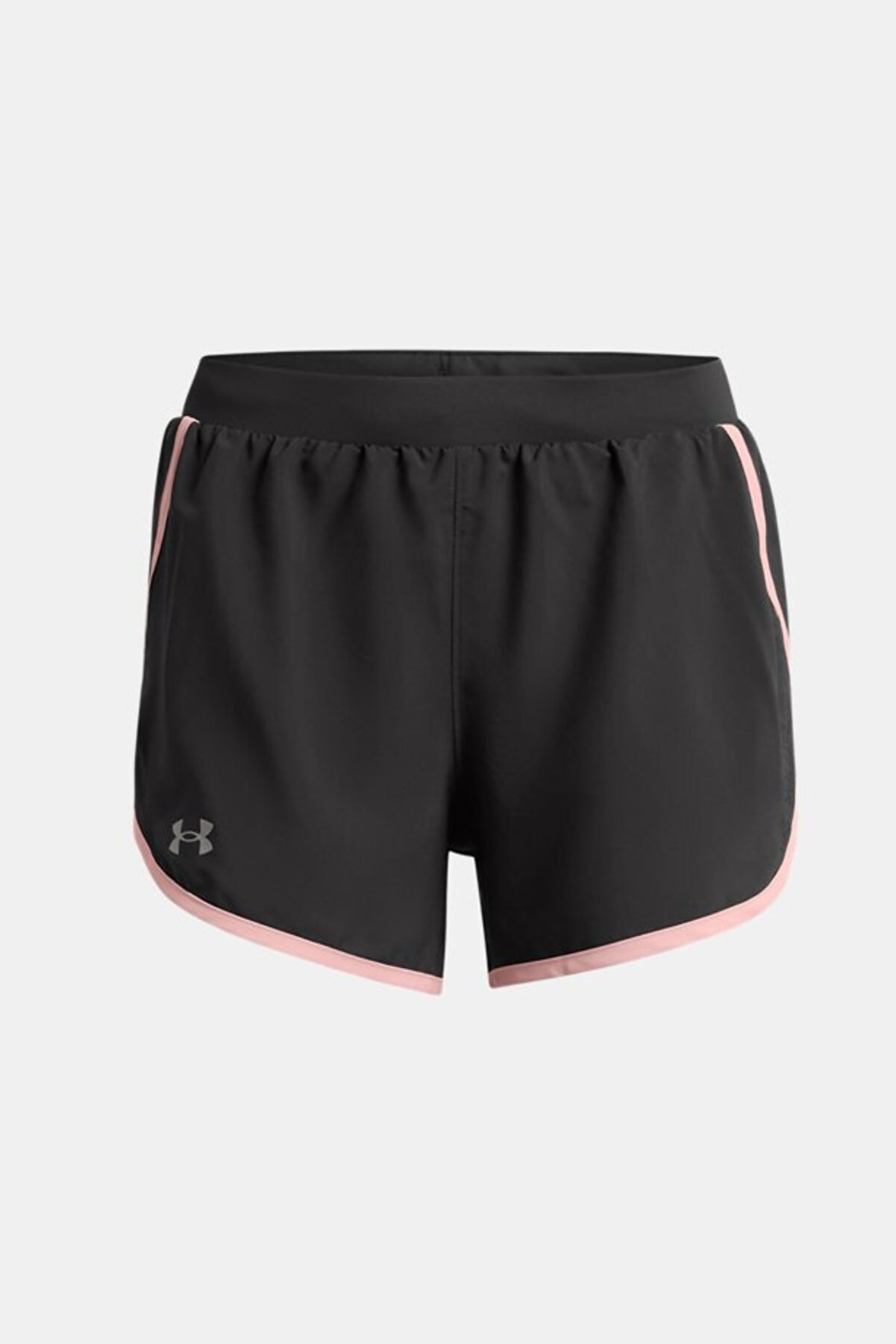 shorts-under-armour-fly-by-2-black 3 شورت ورزشی زنانه فلای بای Fly-by 2 با رنگ مشکی و نوار های صورتی اصل بوفه