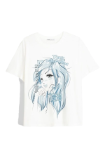 تی شرت آستین کوتاه طرح دار زنانه برشکا Bershka بوفه