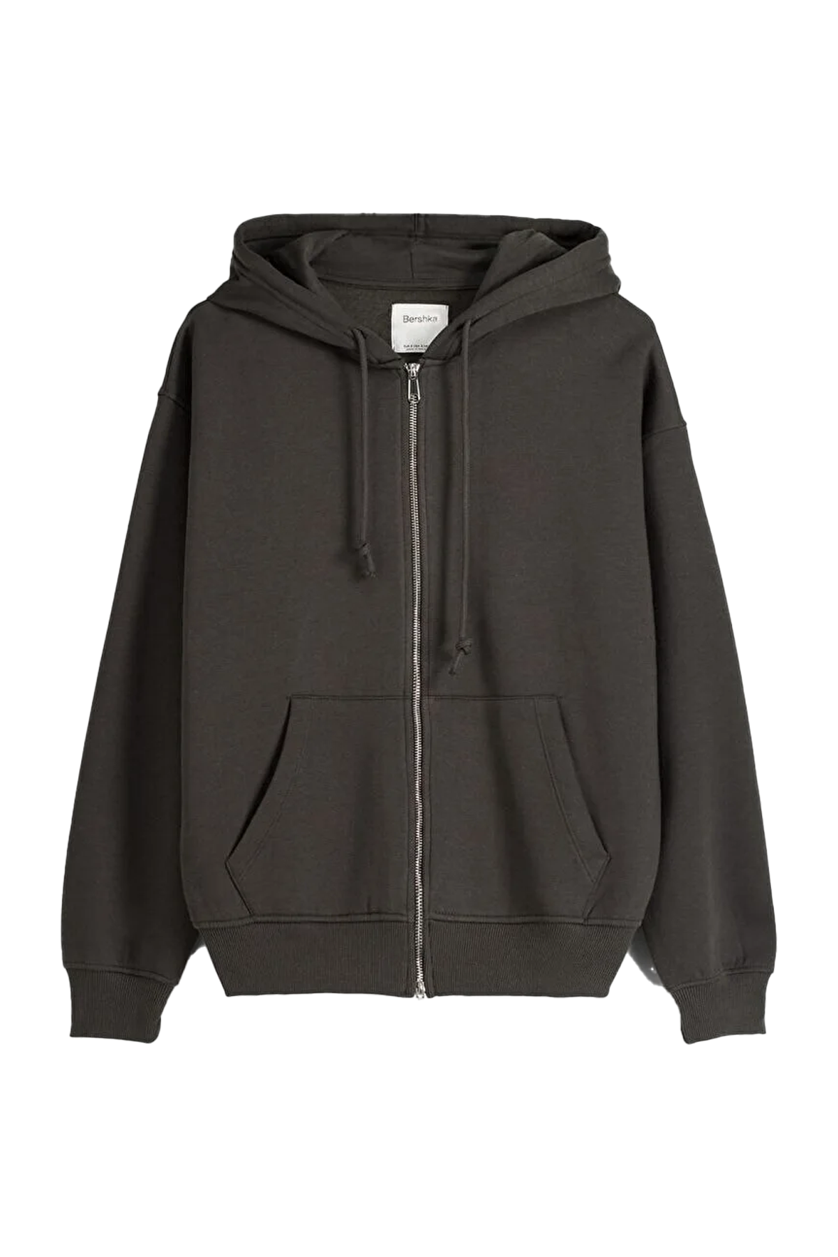 12 sweatshirt brown 06884700 سویشرت زیپ دار زنانه خاکستری اورجینال برشکا Bershka بوفه