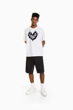 تی شرت باکسی طرح دار مردانه اصل برند برشکا Bershka بوفه