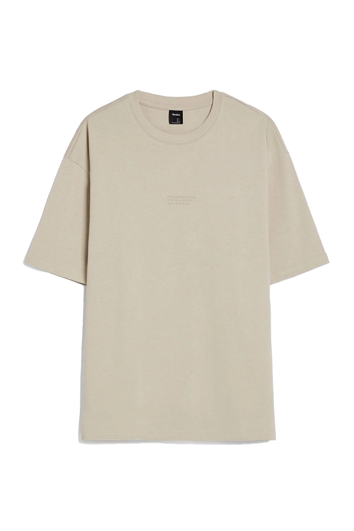 4 Oversize T-shirt 02305102 beige تی شرت طرح دار آستین کوتاه اورجینال برشکا Bershka بوفه