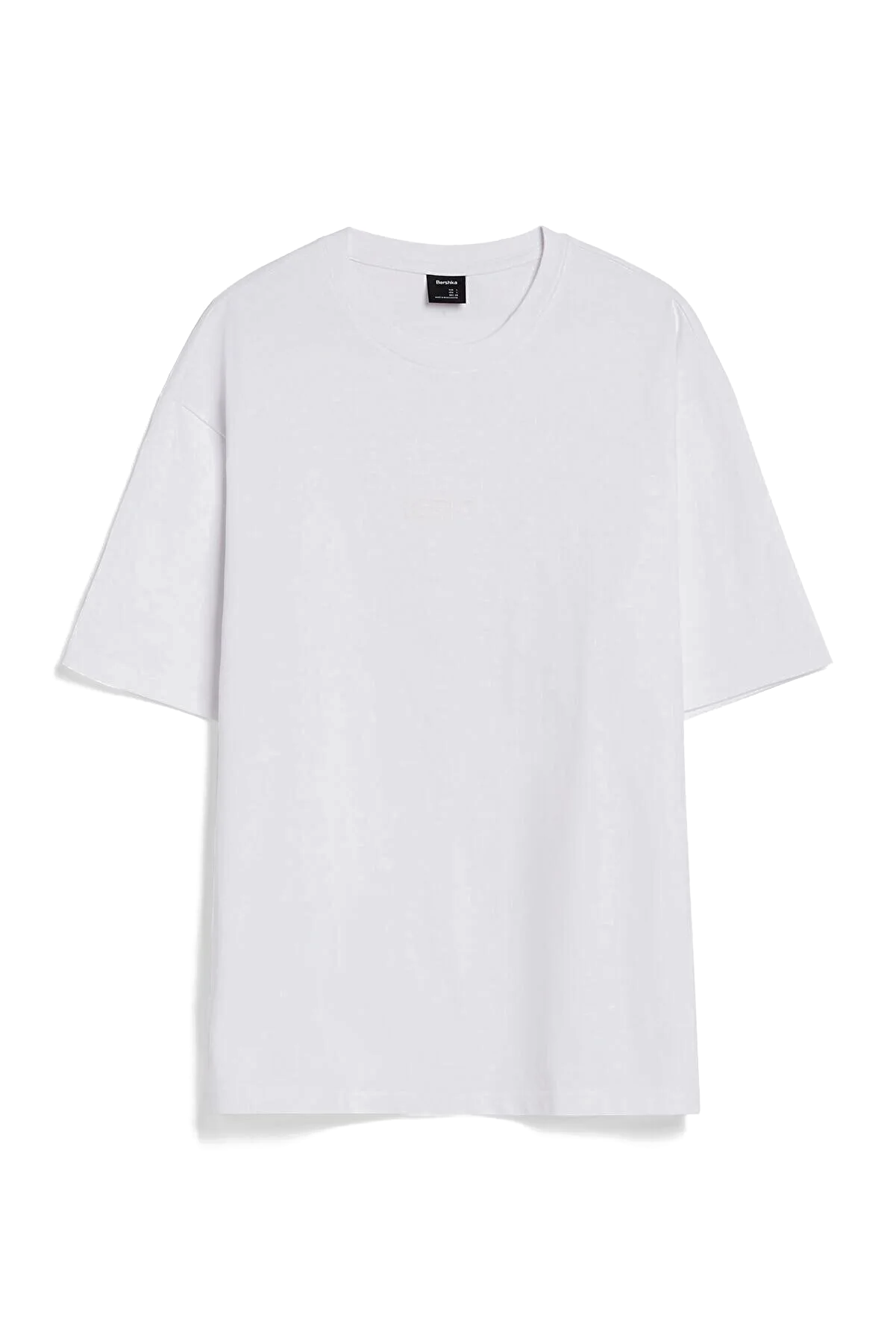 4 Oversize T-shirt 02305102 white تی شرت طرح دار آستین کوتاه اورجینال برشکا Bershka بوفه