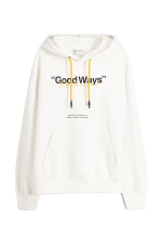 هودی طرح دار مردانه سفید برند برشکا Bershka بوفه