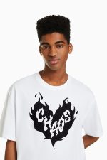 تی شرت باکسی طرح دار مردانه اصل برند برشکا Bershka بوفه