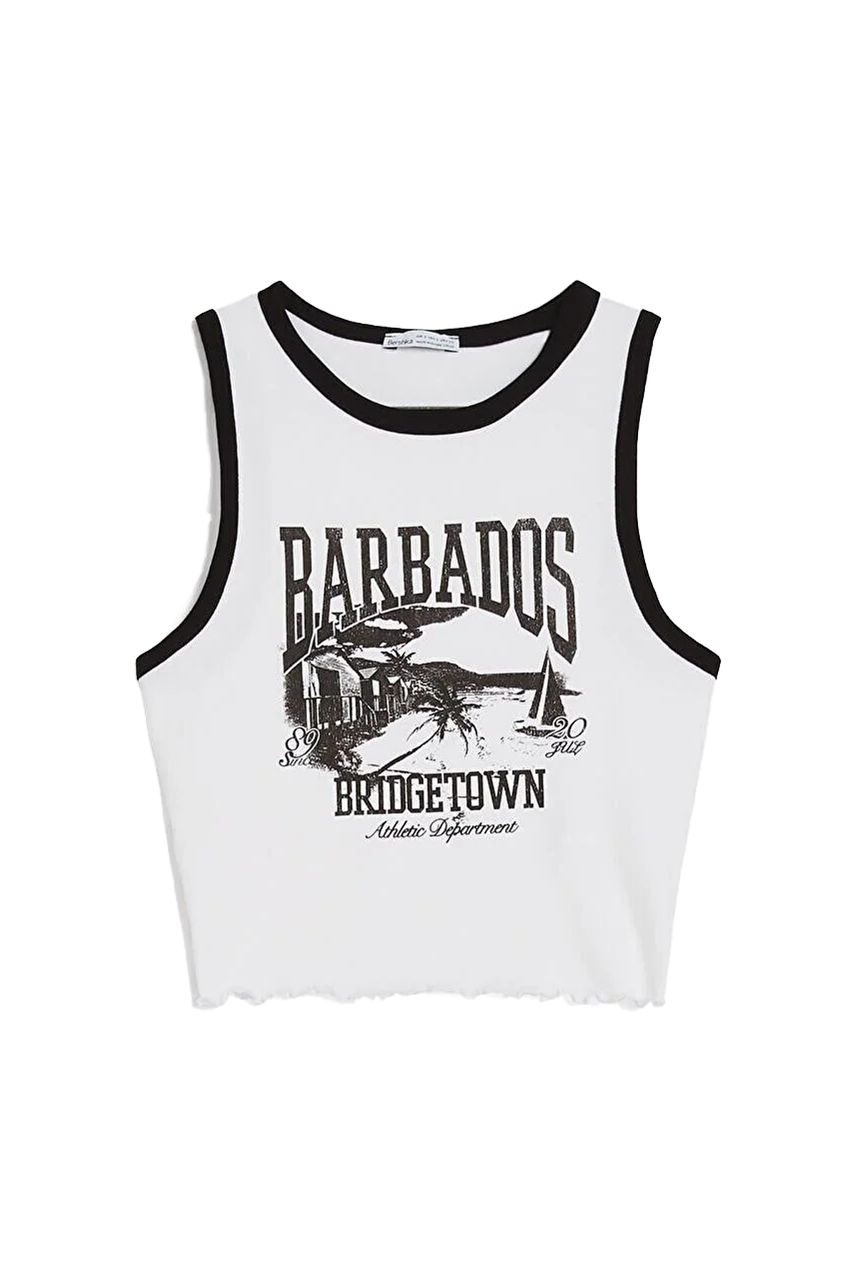 8 Crop T-shirt white 2 02233987 تاپ کشی طرحدار زنانه برشکا Bershka بوفه