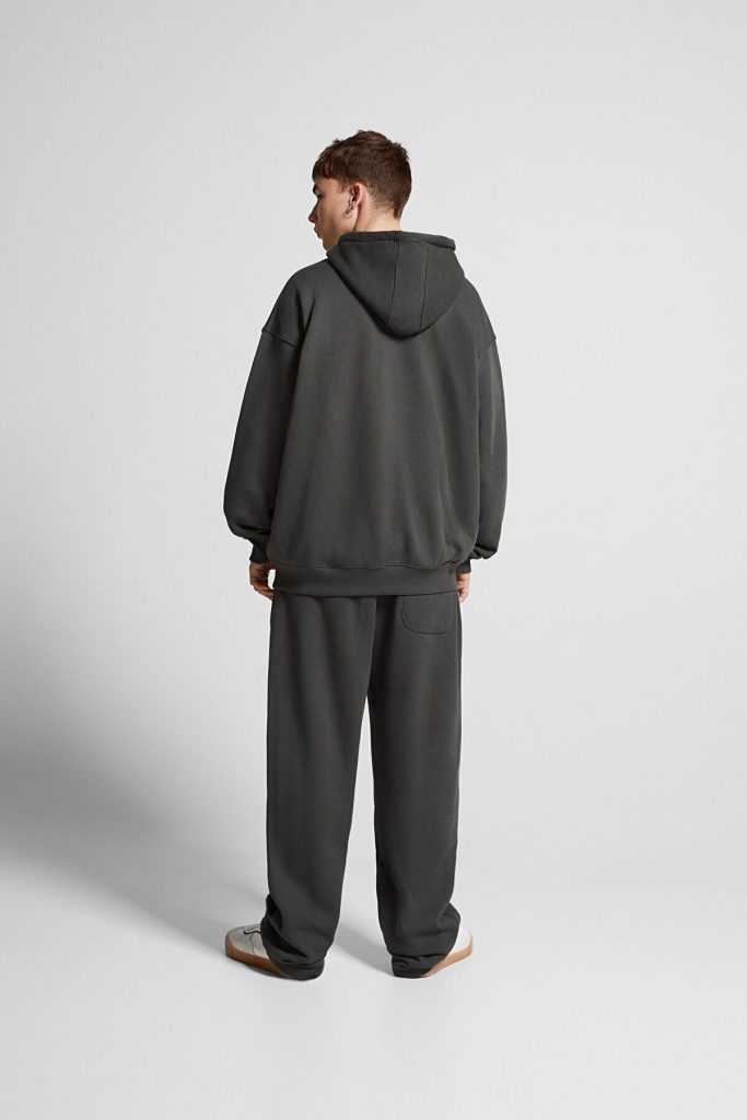 سویشرت کلاهدار مشکی مردانه اورجینال برشکا Bershka بوفه