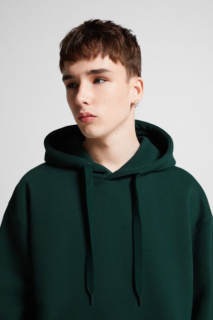 هودی مردانه سبز اورجینال برند برشکا Bershka بوفه