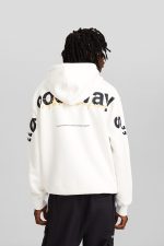 هودی طرح دار مردانه مشکی برند برشکا Bershka بوفه