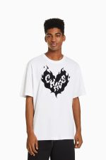 تی شرت باکسی طرح دار مردانه اصل برند برشکا Bershka بوفه