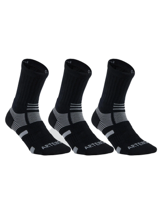 Decathlon بسته 3 جفت مشکی جوراب تنیس آرتنگو - بلند یونیسکس